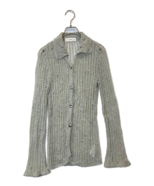 OHOTORO（オオトロ）OHOTORO (オオトロ) feather damage cardigan グレー サイズ:表記なしの古着・服飾アイテム