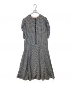 Ameriアメリ）の古着「MEDI GINGHAM CHECK 2WAY PUFF SLEEVE DRESS」｜ホワイト×ブラック