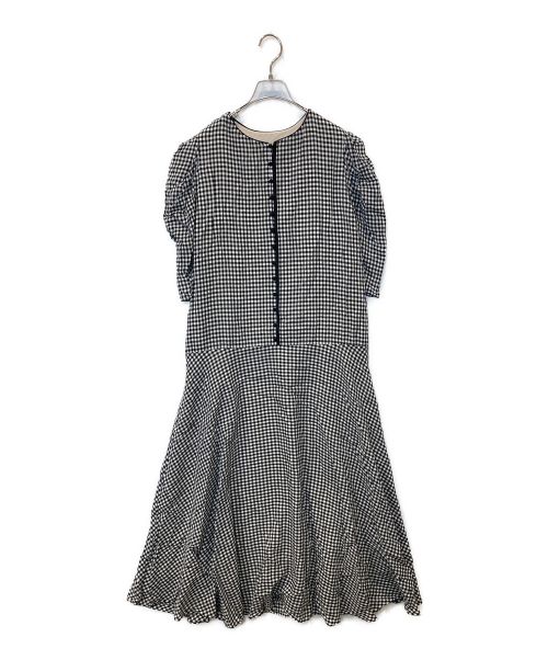 Ameri（アメリ）AMERI (アメリ) MEDI GINGHAM CHECK 2WAY PUFF SLEEVE DRESS ホワイト×ブラック サイズ:Mの古着・服飾アイテム