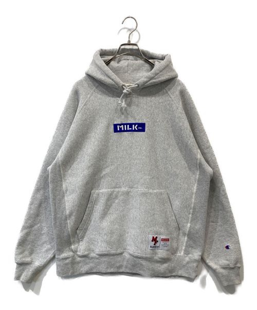 MILK FED.（ミルクフェド）MILK FED. (ミルクフェド) Champion (チャンピオン) SWEAT HOODIE グレー サイズ:タグ欠損のため不明の古着・服飾アイテム