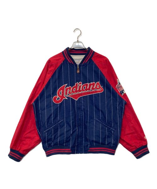 GENUINE MERCHANDISE（ジェニュイン マーチャンダイズ）GENUINE MERCHANDISE (ジェニュイン マーチャンダイズ) 【古着】90s MLB MIRAGE indians インディアンス スタジャン レッド×ネイビー サイズ:XXLの古着・服飾アイテム