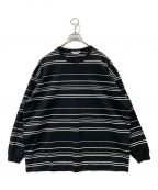 COOTIE PRODUCTIONSクーティープロダクツ）の古着「Supima Border Oversized L/S Tee」｜ブラック×ホワイト