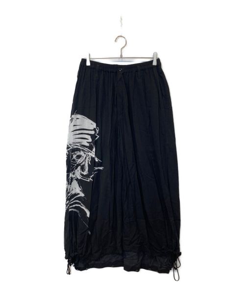 Yohji Yamamoto BLACK SCANDAL（ヨウジヤマモト ブラックスキャンダル）Yohji Yamamoto BLACK SCANDAL (ヨウジヤマモト ブラックスキャンダル) 19SS Left face Print Pants サルエルパンツ ブラック サイズ:2の古着・服飾アイテム