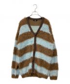 glambグラム）の古着「Fuzzy Border Cardigan/シャギーボーダーカーディガン」｜ブラウン