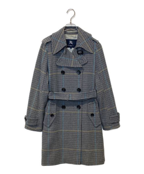 BURBERRY LONDON（バーバリーロンドン）BURBERRY LONDON (バーバリー ロンドン) ウールカシミヤチェックトレンチコート グレー サイズ:38の古着・服飾アイテム