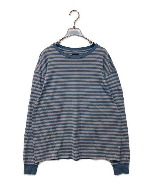 Needles（ニードルズ）Needles (ニードルズ) L/S Crew Neck Tee - Cotton Stripe Jersey ブルー×グレー サイズ:Mの古着・服飾アイテム