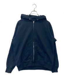 UNFOLLOW（アンフォロー）の古着「FOLL two side hardyarn sweat zip parka」｜ブラック