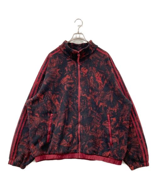 adidas（アディダス）adidas (アディダス) 総柄フリースジャケット レッド サイズ:XLの古着・服飾アイテム