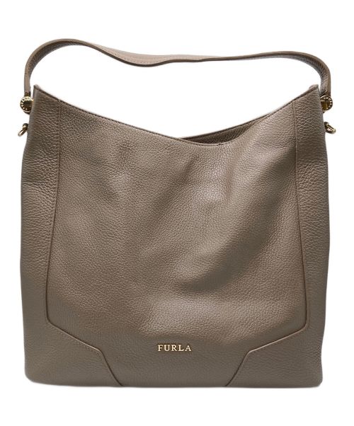 FURLA（フルラ）FURLA (フルラ) ホーボー ペブルドレザー 2wayショルダーバッグ ベージュの古着・服飾アイテム