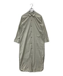 GALERIE VIE（ギャルリーヴィー）の古着「コットンストレッチブロード ロングシャツワンピース」｜グリーン