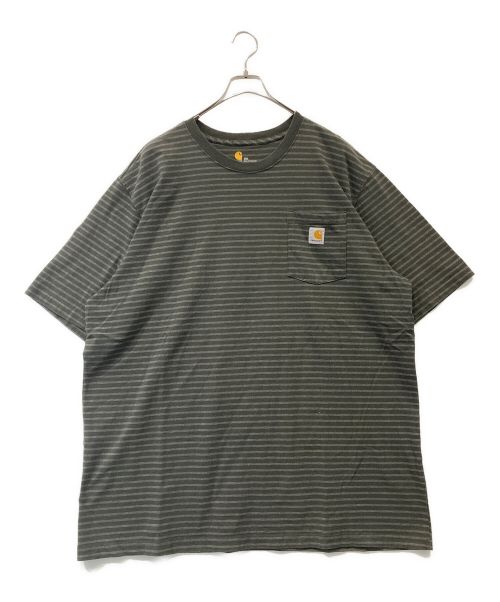 CarHartt（カーハート）CarHartt (カーハート) ポケットTシャツ カーキ×グレー サイズ:2XLの古着・服飾アイテム