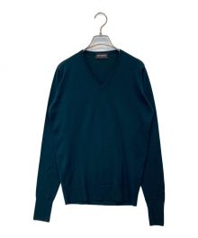 JOHN SMEDLEY（ジョンスメドレー）の古着「Vネックウールニット」｜モスグリーン