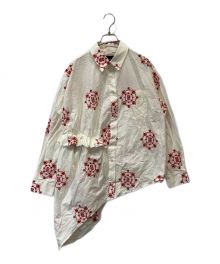 Simone Rocha（シモーネ ロシャ）の古着「ASYMMETRIC TWISTED HIP EMBLEM SHIRT」｜ホワイト