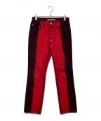 JOHN LAWRENCE SULLIVANジョン ローレンス サリバン）の古着「OVERDYED DENIM 5POCKET PANTS　2B010-0319-59」｜レッド