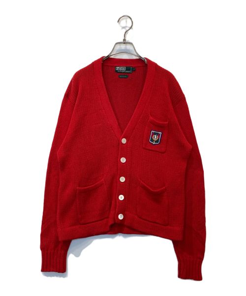 POLO BY RALPH LAUREN（ポロ バイ ラルフローレン）POLO BY RALPH LAUREN (ポロ バイ ラルフローレン) ワッペン付ニットカーディガン レッド サイズ:Lの古着・服飾アイテム