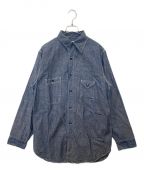 SIGNAL GARMENTSシグナルガーメンツ）の古着「Cigarette Pocket L/S Navy Chambray Shirts ”SMOKE KING”」｜ネイビー