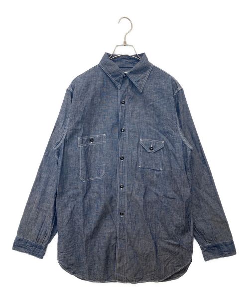 SIGNAL GARMENTS（シグナルガーメンツ）SIGNAL GARMENTS (シグナルガーメンツ) Cigarette Pocket L/S Navy Chambray Shirts ”SMOKE KING” ネイビー サイズ:2の古着・服飾アイテム