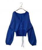 Ameriアメリ）の古着「TURN OVER KNIT CARDIGAN 01320120890 カーディガン」｜ブルー