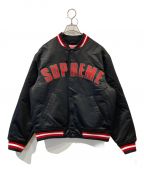 SUPREME×MITCHELL & NESSシュプリーム×ミッチェルアンドネス）の古着「Satin Varsity Jacket」｜ブラック