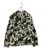 COOTIE PRODUCTIONSクーティープロダクツ）の古着「Wolf Print Nel Open Collar Shirt」｜グリーン×ホワイト