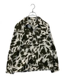 COOTIE PRODUCTIONS（クーティープロダクツ）の古着「Wolf Print Nel Open Collar Shirt」｜グリーン×ホワイト