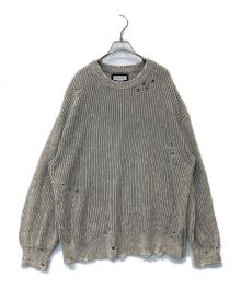 MAISON SPECIAL（メゾンスペシャル）の古着「Snow Wash Damaged Prime-Over Crew Neck Knit Pullover」｜ベージュ