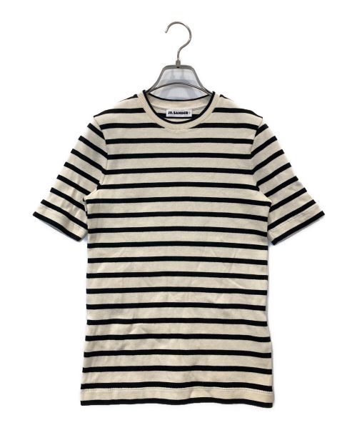 JIL SANDER（ジルサンダー）JIL SANDER (ジルサンダー) ロゴパッチボーダーTシャツ ベージュ サイズ:XSの古着・服飾アイテム