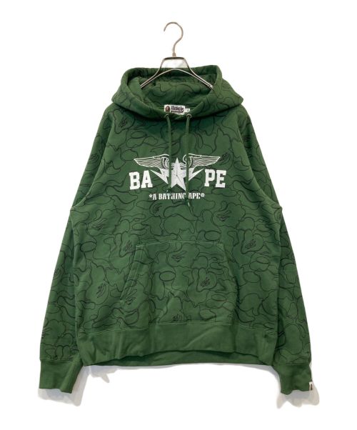 A BATHING APE（アベイシングエイプ）A BATHING APE (アベイシングエイプ) プリントパーカー グリーン サイズ:2XLの古着・服飾アイテム