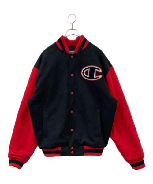 Champion（チャンピオン）Champion (チャンピオン) スウェットスタジャン ブラック×レッド サイズ:Lの古着・服飾アイテム