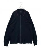 stussyステューシー）の古着「Perry Zip Polo Knit」｜ブラック