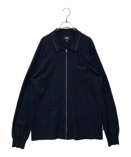 stussy（ステューシー）stussy (ステューシー) Perry Zip Polo Knit ブラック サイズ:Lの古着・服飾アイテム