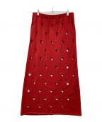 SUKUスク）の古着「POLKA DOT KNIT SKIRT」｜レッド