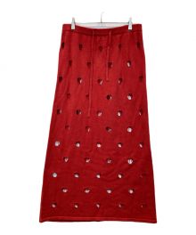 SUKU（スク）の古着「POLKA DOT KNIT SKIRT」｜レッド