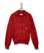 SUKU HOMEスクホーム）の古着「POLKA DOT KNIT CARDIGAN」｜レッド