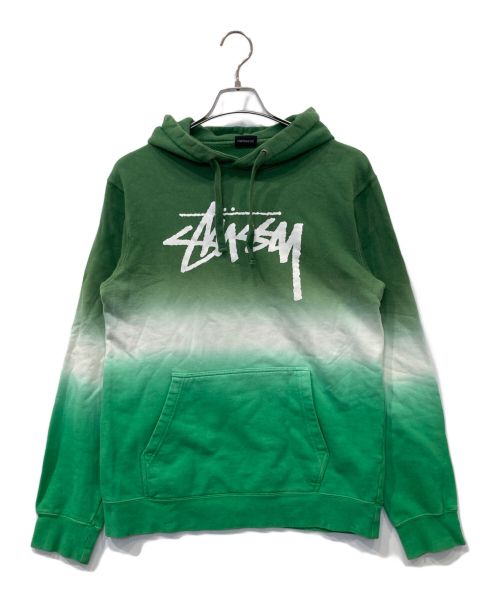 stussy（ステューシー）stussy (ステューシー) スウェットプルオーバーパーカー グリーン サイズ:Mの古着・服飾アイテム