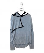 Rumcheラム・シェ）の古着「Waffle Knit Piping Tops　ニット　R23A10703　」｜スカイブルー