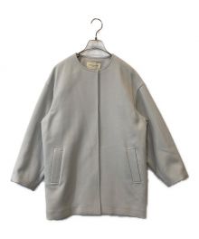 UNITED ARROWS TOKYO（ユナイテッドアローズトウキョウ）の古着「ツイル ノーカラー ミドルコート 1525-144-4225」｜ライトグレー