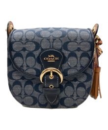 COACH（コーチ）の古着「クリオ ショルダー バッグ 17 シグネチャー シャンブレー　C8512」｜ネイビー