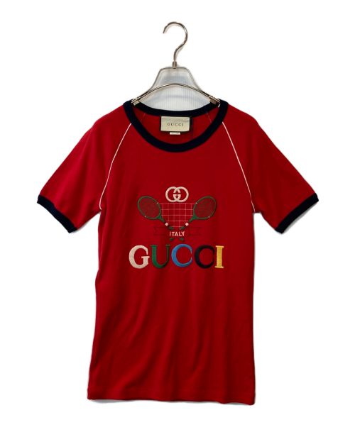 GUCCI（グッチ）GUCCI (グッチ) テニス コットンジャージーTシャツ　574386-XJA8Y レッド サイズ:Mの古着・服飾アイテム