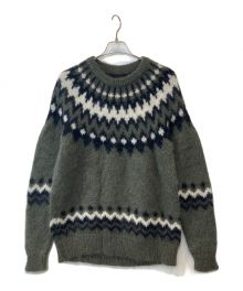 BATONER（バトナ―）の古着「MOHAIR NORDIC CREW NECK BN-20FM-052 ニット」｜グリーン