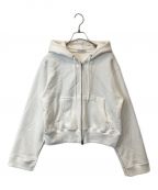 CLANEクラネ）の古着「SLIT SLEEVE COMPACT ZIP UP HOODIE パーカ」｜ホワイト