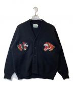 AT FAR HEAVENチュウカタベタイ）の古着「TIGER KNIT cardigan」｜ブラック