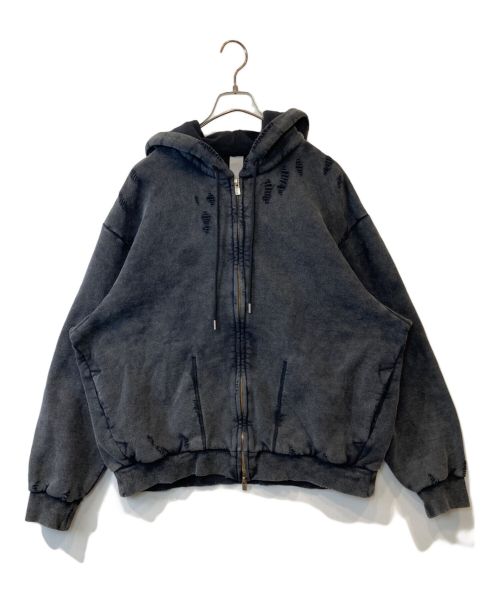 VEIN（ヴェイン）VEIN (ヴェイン) CO SWEAT DISTRESSED ZIP VJ42-319 パーカー UP HOODIE グレー サイズ:2の古着・服飾アイテム