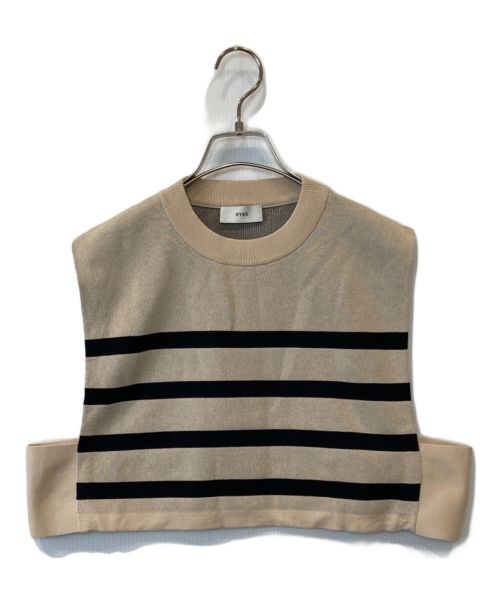 HYKE（ハイク）HYKE (ハイク) STRIPEDSWEATERCROPPEDTOP ベスト ベージュ サイズ:FREEの古着・服飾アイテム