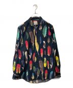 PAUL SMITHポールスミス）の古着「FEATHER PRINT SHIRT 273313」｜ブラック