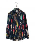 PAUL SMITHポールスミス）の古着「FEATHER PRINT SHIRT 273313 シャツ」｜ブラック