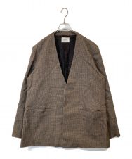 PORT BY ARK (ポートバイアーク) No Collar Jacket　ノーカラージャケット　	PO14-J001 ブラウン サイズ:2