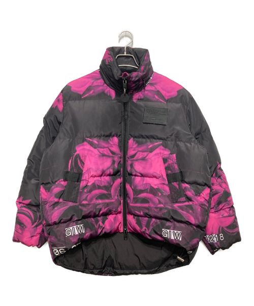 DIESEL（ディーゼル）DIESEL (ディーゼル) 総柄パフジャケット ブラック×ピンク サイズ:XXSの古着・服飾アイテム