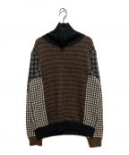 ANREALAGEアンリアレイジ）の古着「hound's tooth docking knit turtle neck sweater -」｜ブラウン×ブラック