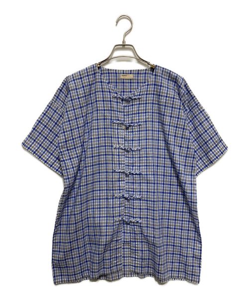 naissance（ネサーンス）NAISSANCE (ネサーンズ) PLAID CHINESE BUTTONED SHIRT スカイブルー サイズ:Mの古着・服飾アイテム